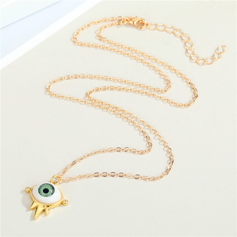Retro Fashion Rhinestone Devilu0027s Eye Pendant Necklace Personality Fatima Hand Hollow Eye Clavicl