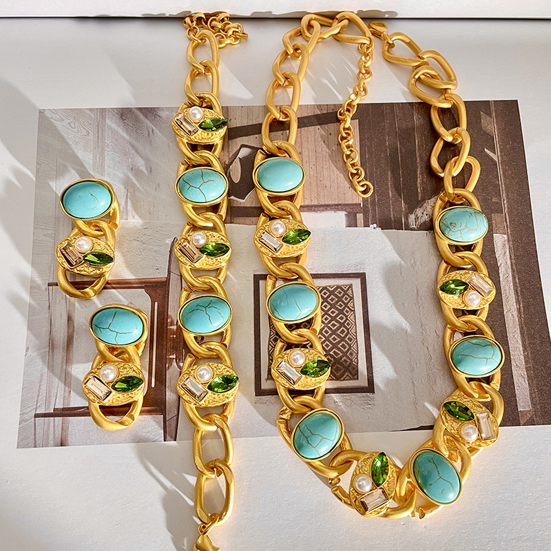 49g Weight Bracelets, Necklace Classification 1 Piece Quantity Holiday, Tea Party Occasion Artificial Crystal Material Geometric Pattern Women's Gender Classical, Retro Style Classical Retro Geometric Artificial Crystal Women's Bracelets Necklace 3