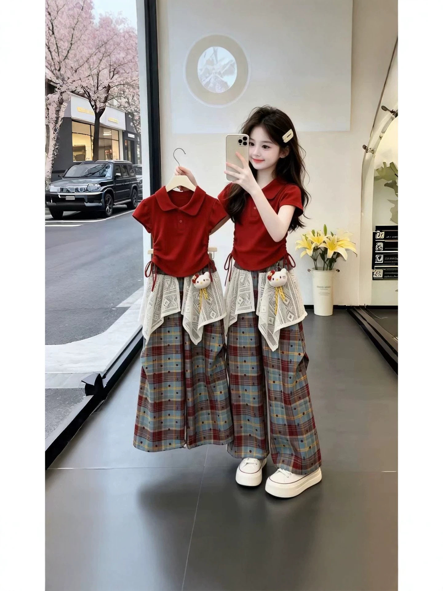 Girls' Summer Casual T-Shirt and Skirt Pants Two-Piece Set 2026 N