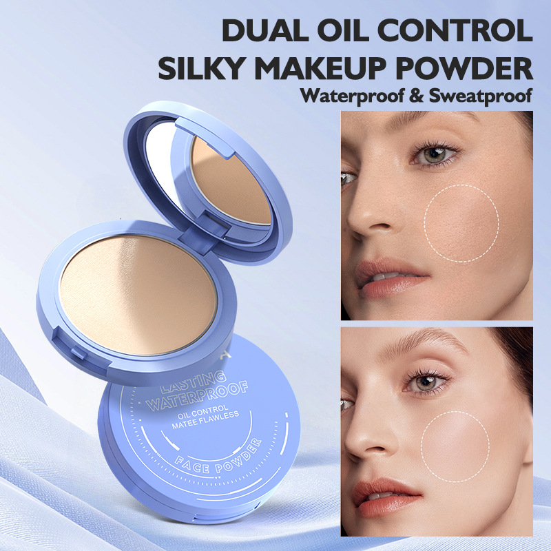 Polvo de maquillaje de color transfronterizo para ocultar / reparar la piel, polvo de control de aceite impermeable y anti-transpiración sin quitar el maquillaje, polvo de maquillaje de color permanente