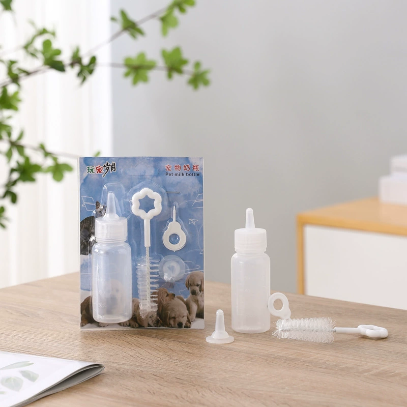 Feeding Bottle Set, 60 ml Silicone Pacifier, 4-Piece Kit, Transparent PVC Bottles