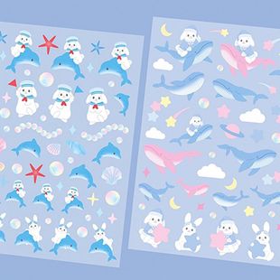 Dolphin Series Hand Account Stickers Ins High Color Value Explosions Hand Account Book Card Stickers Korean Cute Goo Card Stickers