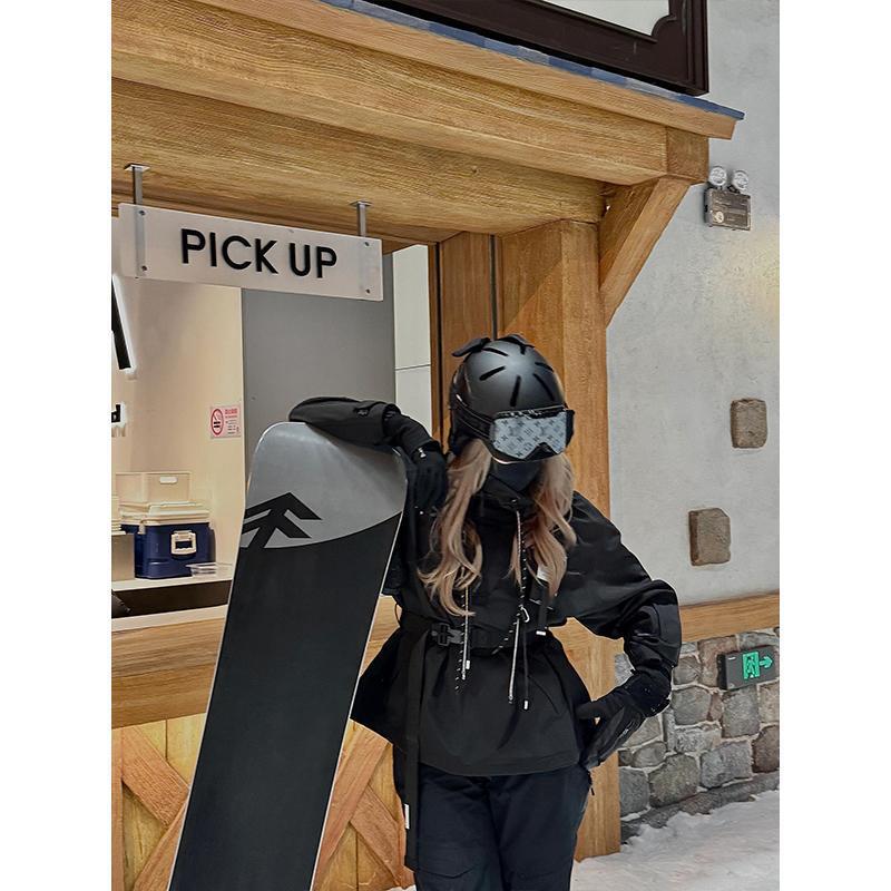 FUYAN黑色修身滑雪服套装女2025冬新款超好看防风防寒单双板雪衣|undefined