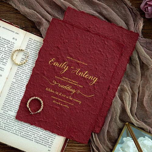 European palace retro style English handmade concave and convex texture raw edge hand torn paper wedding photography props decoration invitations