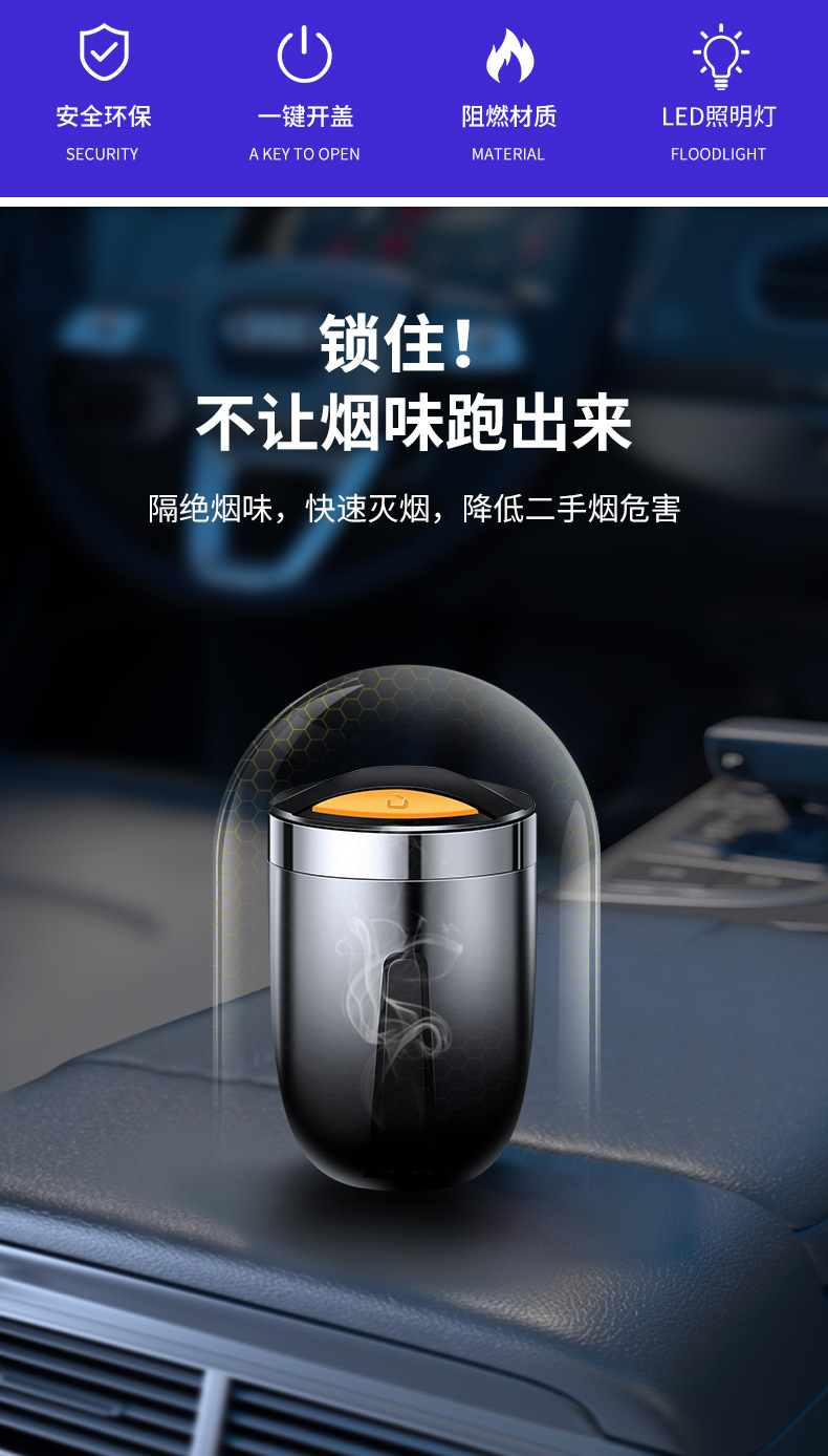 Car Supplies Ashtray with Cover, Creative and Personalized Multi-Functional Door, Universal In-Car Ashtray, Leak-Proof