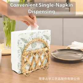 跨境水葫芦草编纸巾架氛围感立式餐巾纸架抽取式纸巾盒摆件抽纸盒