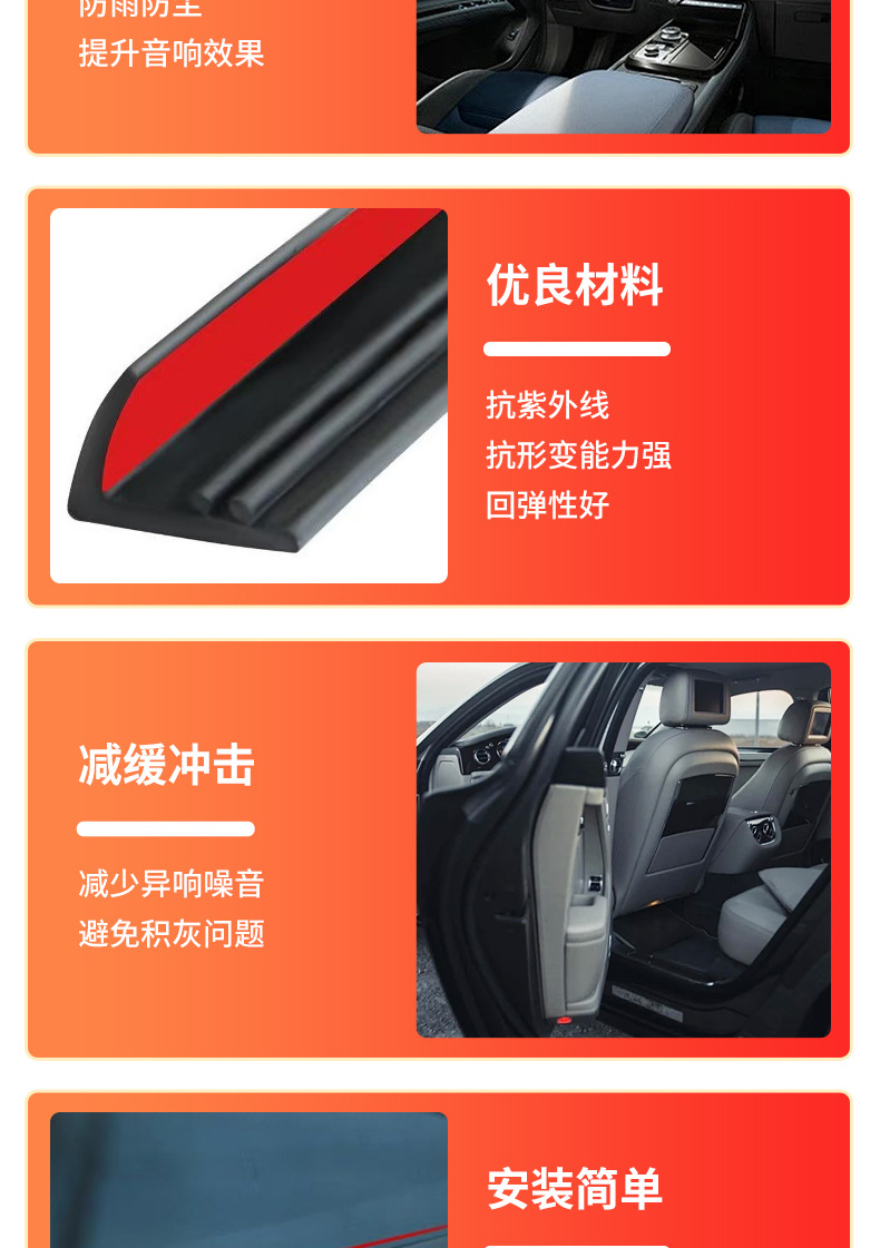 Window Sealing Strip, Car Glass Strip, Window Anti-Seepage Rain Glass Gap Clip, Door Noise Mute Strip