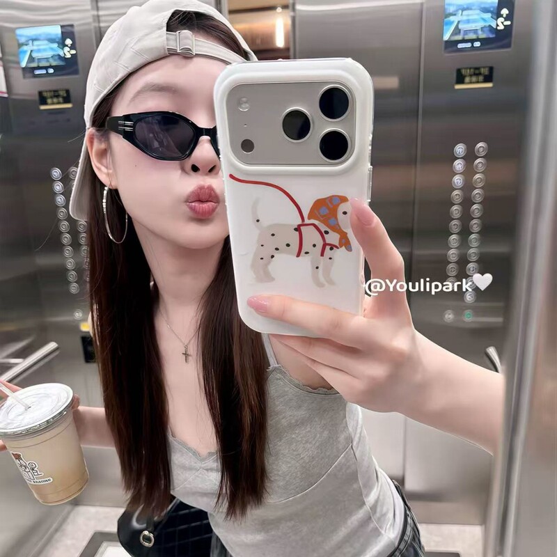 Korean Simple and Cute Spotted Puppy Illustration 17 Suitable for Iphone17Promax Apple 16Pro Mobile Phone Case 15
