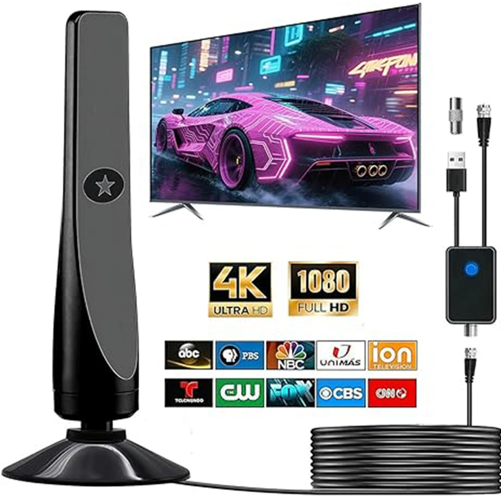 Кабельный антенна TY16D для внутреннего использования с HDTV, цифровая антенна телевидения ATSC DVB-T2 с высоким коэффициентом усиления и усилителем, USB 5В