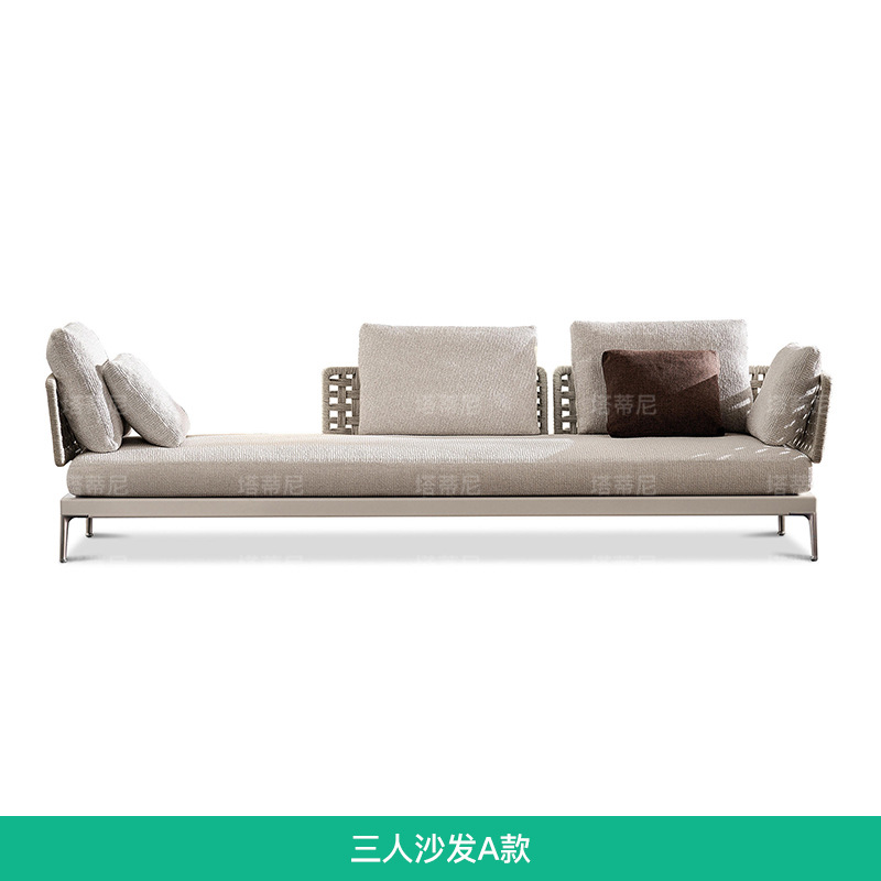 Conjunto de sofás de ratán para terraza, patio, jardín, solárium, silla de ratán para balcón, sofá de aleación de aluminio. image 19