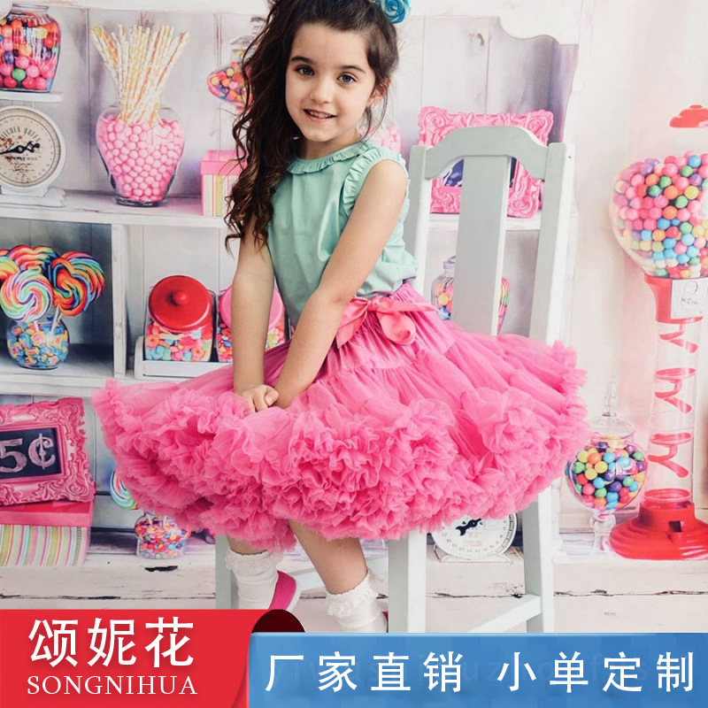 Song Ni flor niña tutu falda primavera verano niños vestido de un año falda de media longitud falda de conejo falda de princesa tutú