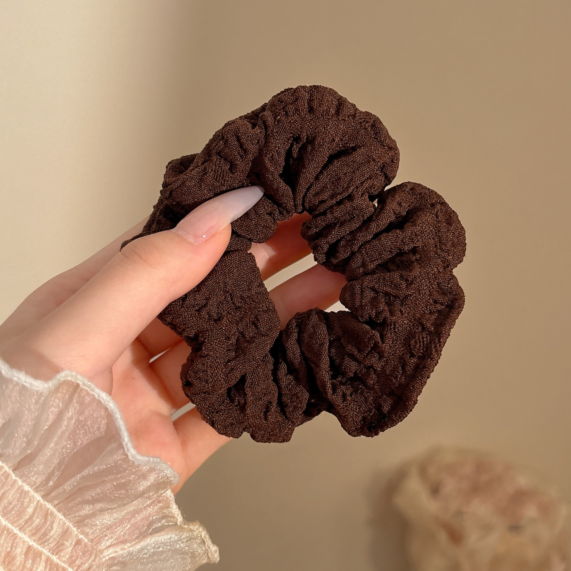 Anillo para el cabello de intestino grueso de gran tamaño coreano, bufanda cuadrada de alta calidad femenina, cuerda para el cabello, banda elástica y duradera, flor de viento perezosa