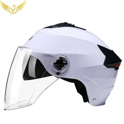 Protection Half Helmet Breathable, Motosiklet kaskı (dəbilqə) - white-transparent-mirror