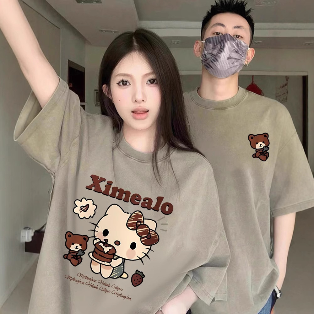 Summer Pure Cotton Short-Sleeved T-Shirts for Couples, Lazy Loose Niche Design Tops for Men and Women, Student Trendy Brand Class Uniforms