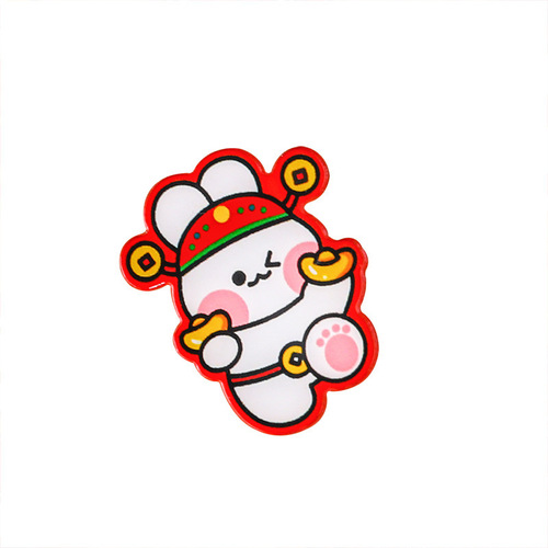 Student Cartoon New Year Brooch Acrylic Backpack Decoration Spring Festival Cute New Year Greeting Badges Pendant Small Gift