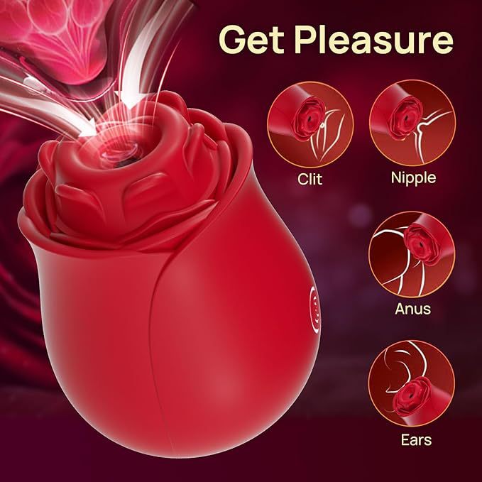 Rose-shaped Suction And Thrusting Two-in-one Vibrator For Women, Fem Masturbator, Flirting Toy, Adult Sex Toys_voghion.com