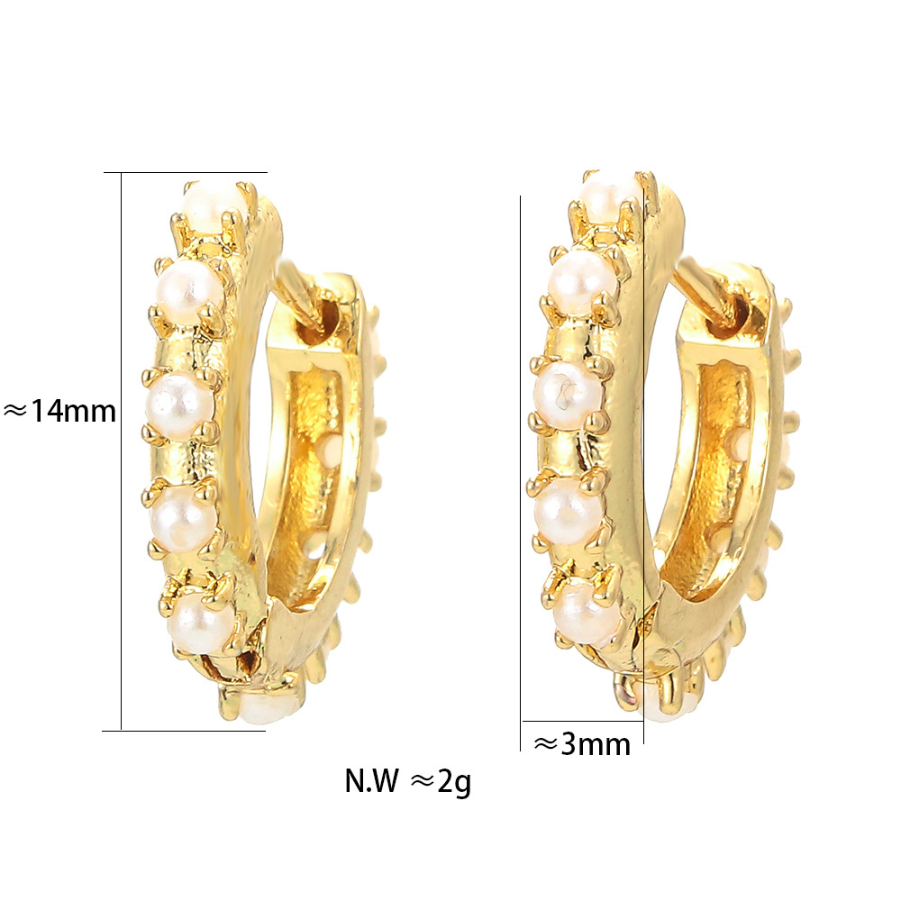 Geometric Pattern Unisex Gender Fashion Pearl Micro-inlaid Copper Earrings