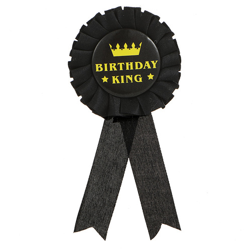 New European and American men's birthday party badge blue gold black gold Birthday King lapel pin wholesale 