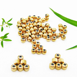 18K package gold beads transfer beads small gold beaded solid diy jewelry beaded accessories loose beads