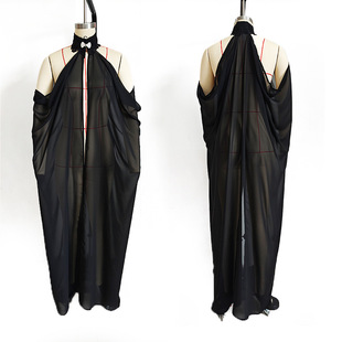 Chiffon Halter Cape Medieval Retro Black Ivory Thin Shawl Bridal Shawl Ladies Cos Cloak