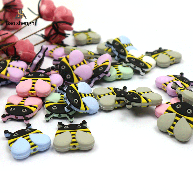 Transfronteriza nueva silicona epoxi abeja cuentas silicona molienda palo de silicona perlas sueltas calmante anti-gota accesorios de cadena