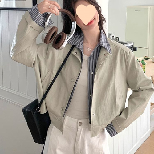 Women's 2025 Spring Collarless Blazer with Patchwork Design, Fashionable and Unique Top