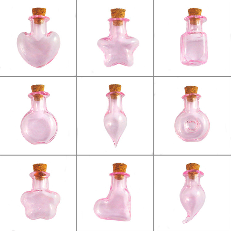 Pink Glass Bottle DIY Handmade Jewelry Accessories Wishing Bottle Star Bottle Perfume Bottle Pendant Mobile Phone Pendant