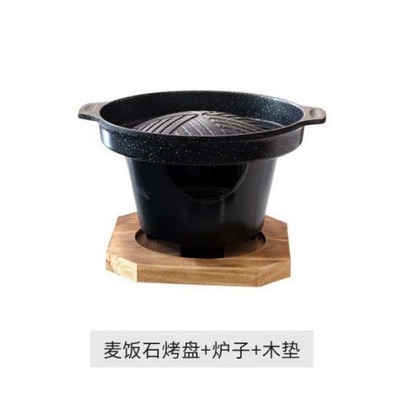 베이킹 팬 + 스토브 + 나무 매트