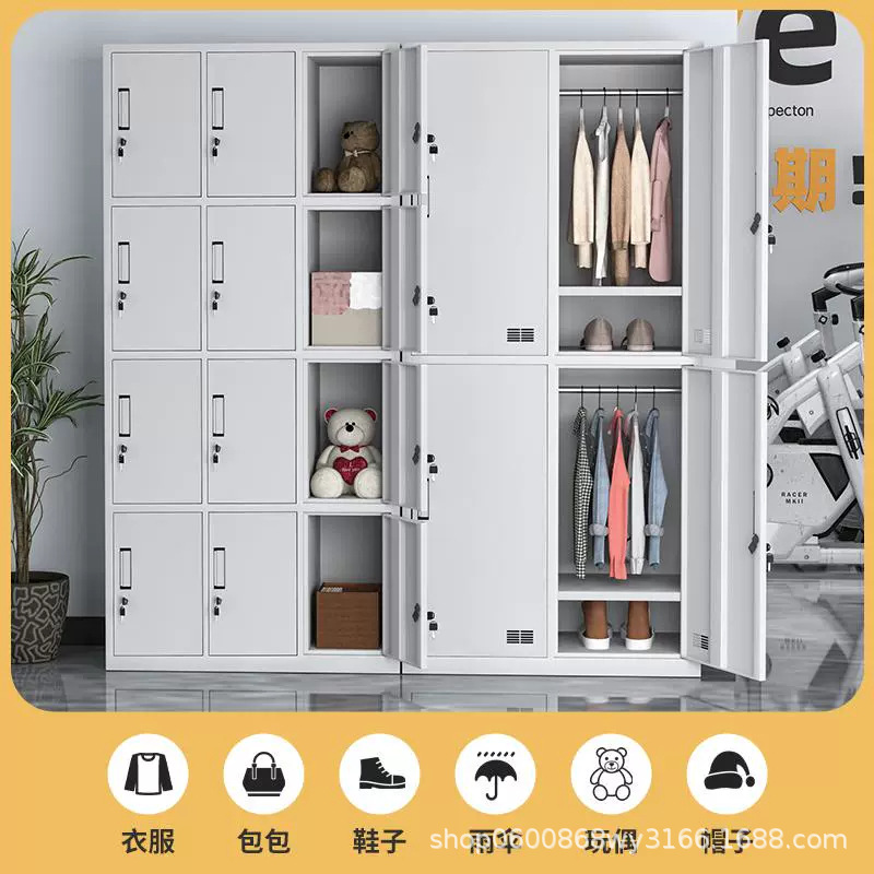 Armario Armario para el personal Armario colgante de metal Dormitorio de estudiantes Gabinete de puertas múltiples Taller con cerradura Zapatero Fabricantes de armarios