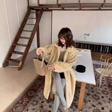 超好看的金叶貂环保仿皮草长款大衣仿水貂毛毛皮毛衣一体外套加厚