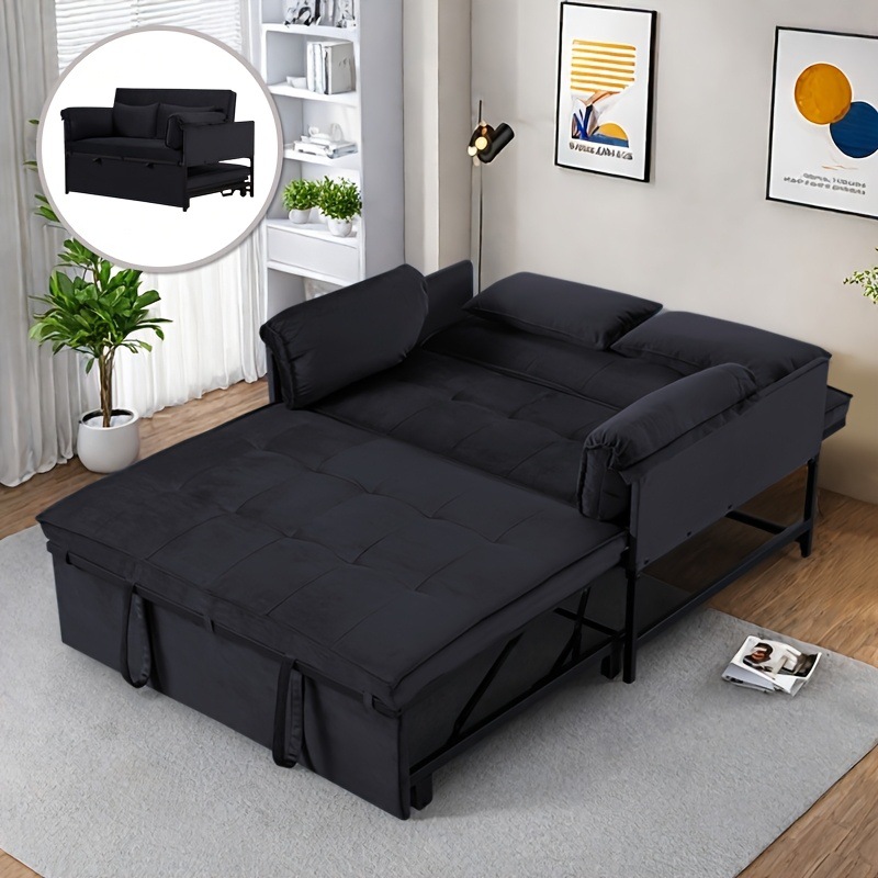 3 in 1 Multifunctional Sofa Bed Velvet Fabric With Side Transfronterizo