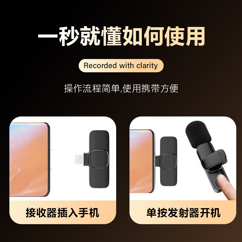 クロスボーダーワイヤレスラベリアマイク、ライブブロードキャストHDラジオノイズリダクションマイク、全指向性ワイヤレスマイク|undefined
