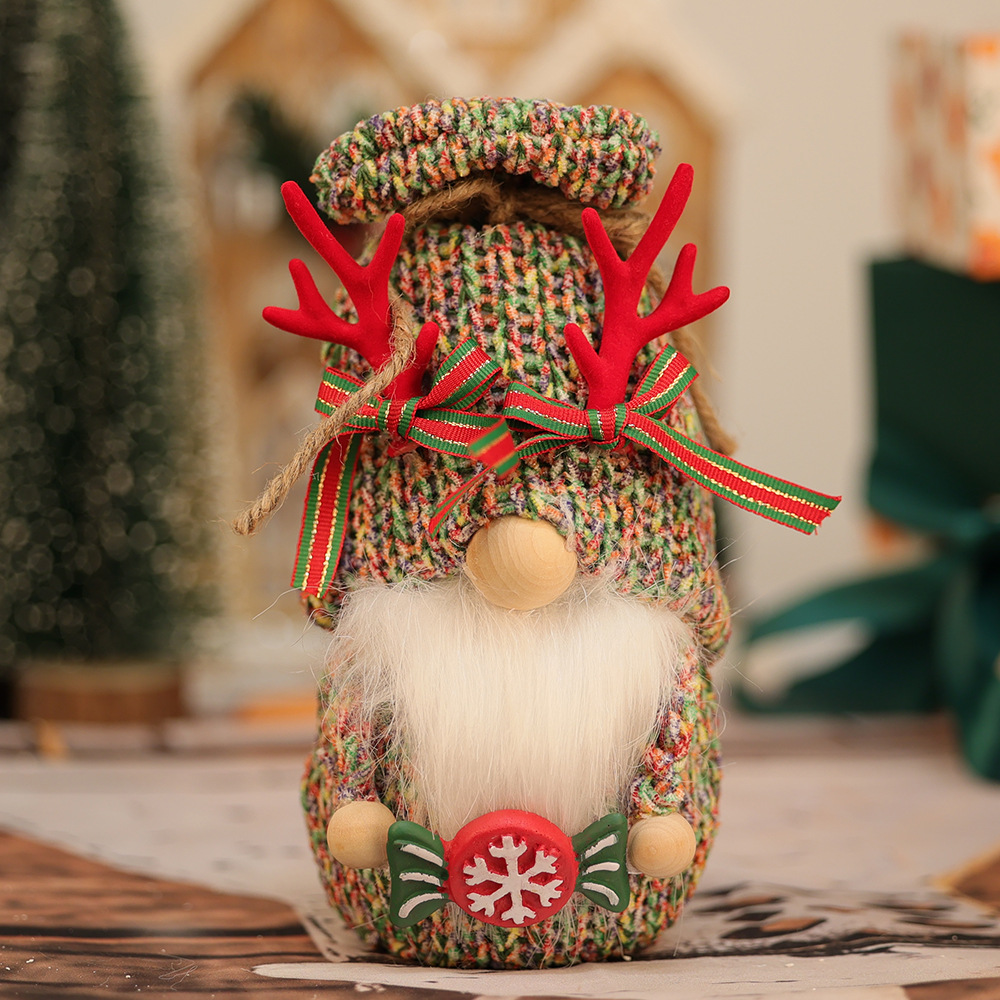 2025 muñeca sin rostro transfronteriza tejido de felpa caramelo árbol de Navidad muñeca enana muñeca de Navidad adornos de muñeca