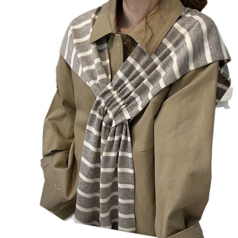 Sopa para mujeres primavera y verano nueva línea coreana de punto con aire acondicionado delgado cubierta de cuello decoración bufandas de hombro nudo