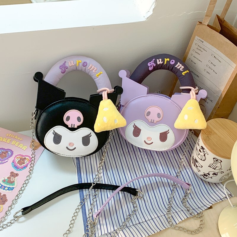 Cartoon Trendy Mini Shoulder Bag for Women 2025 Soft and Cute Purple Kuromi Hand-Held Crossbody Chain Bag