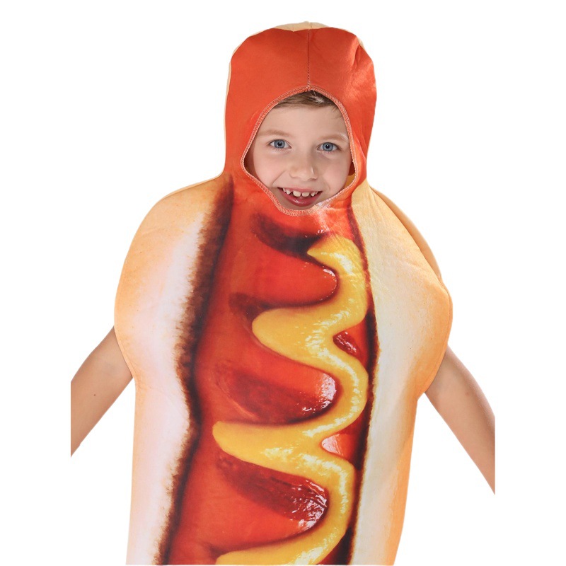 Fuente fabricantes fuente transfronteriza de suministro 3D color impresión niños traje de perro caliente mono comida etapa de juego de rol ropa