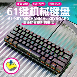 R8 cross-border explosions real mechanical keyboard 61 key luminous green axis keyboard RGB mixed light game competitive keyboard wholesale