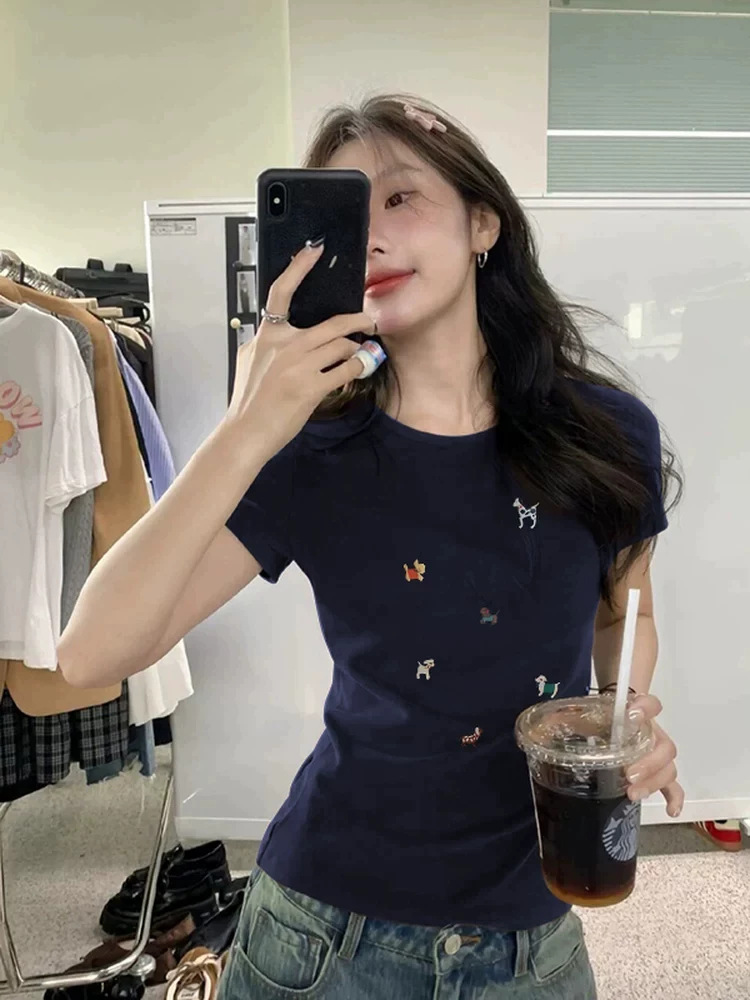 Cotton summer fitted base body-friendly short short sleeve T-shirt