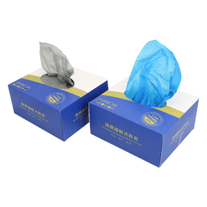 cubierta de zapato desechable en caja doméstica tipo extracción no tejida impermeable antideslizante y resistente al desgaste cubierta de pie de plástico gruesa