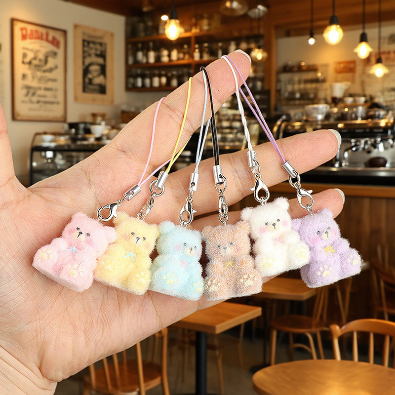 Flocked Three-Dimensional Cartoon Bear Pendant Cute Girl Lanyard Plush Student Bag Pendant Mobile Phone Pendant Pendant Flocked Three-Dimensional Cartoon Bear Pendant Cute Girl Lanyard Plush Student Bag Pendant Mobile Phone Pendant Pendant