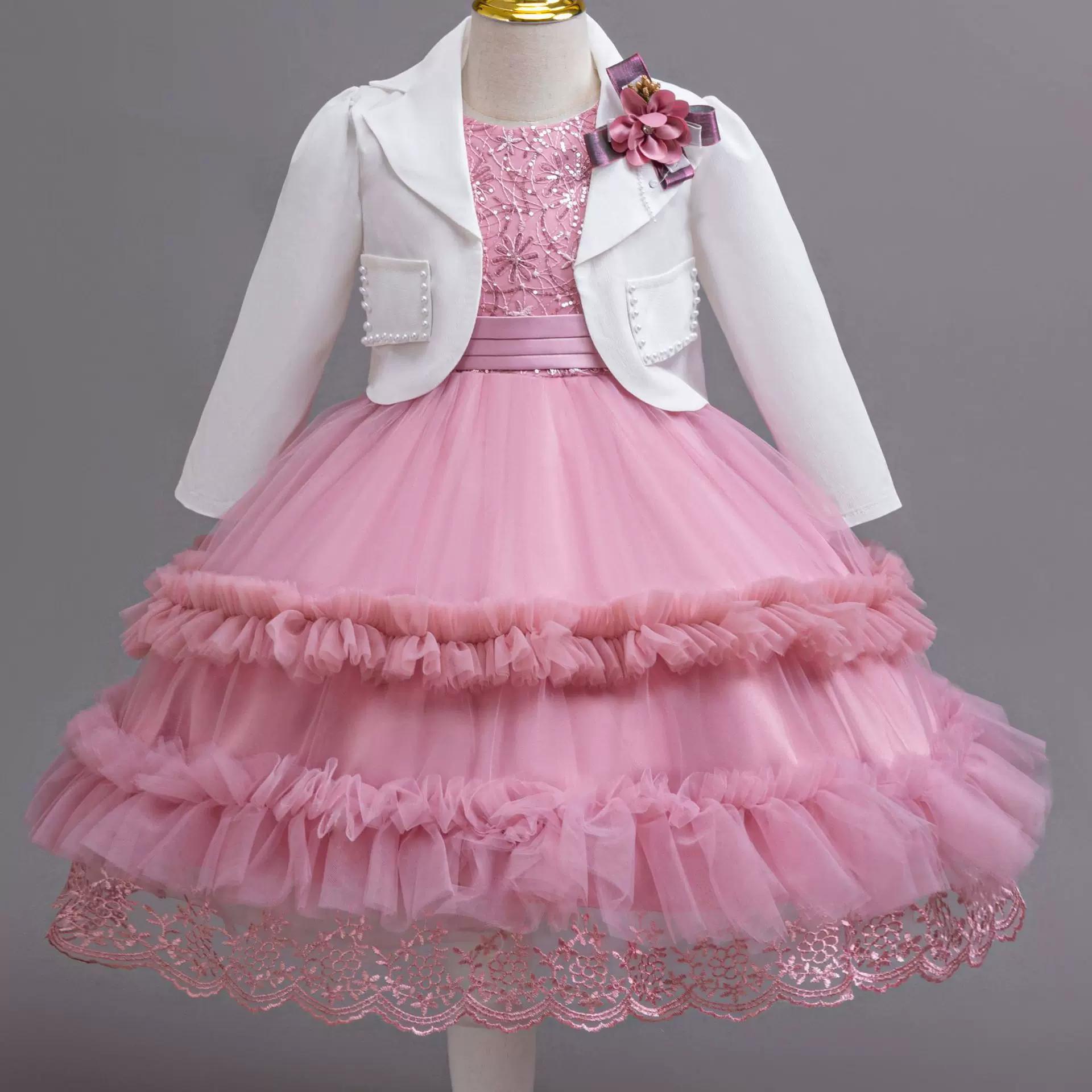 外贸春秋套裙儿童礼服女孩节日公主裙高级感钢琴演出服kids dress