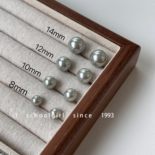 Cool and high-end 925 silver needles, perfect round and strong light, hemp gray shell pearl earrings, simple temperament and versatile