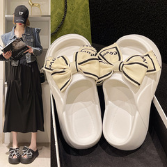 韓系時尚拖鞋女 夏季戶外家居涼拖鞋 小香風蝴蝶結防滑居家拖鞋