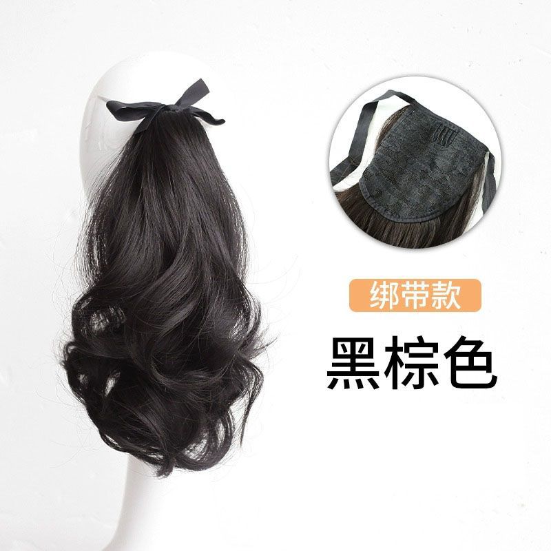 Nueva Cola de Caballo simulación de pelo clip de pelo rizado corto Cola de Caballo hembra Correa natural Cola de Caballo alta micro rollo puede atar Cola de Caballo baja