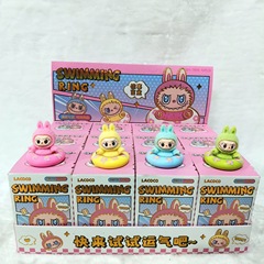 游泳圈拉布布公仔盲盒卡通可爱萌粒桌面摆件模型创意潮玩盲盒批发