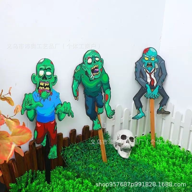 国境を越えた新しいハロウィーンの庭の挿し木植物対ゾンビ漫画の装飾クリエイティブハロウィーン|undefined