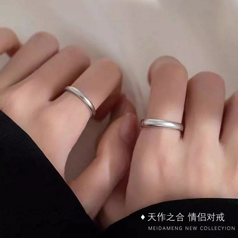 フロスト素輪カップル指輪一人の女性と男性のペアリングカップルのペアはシンプルで贅沢で高級な活口が調節できる|undefined