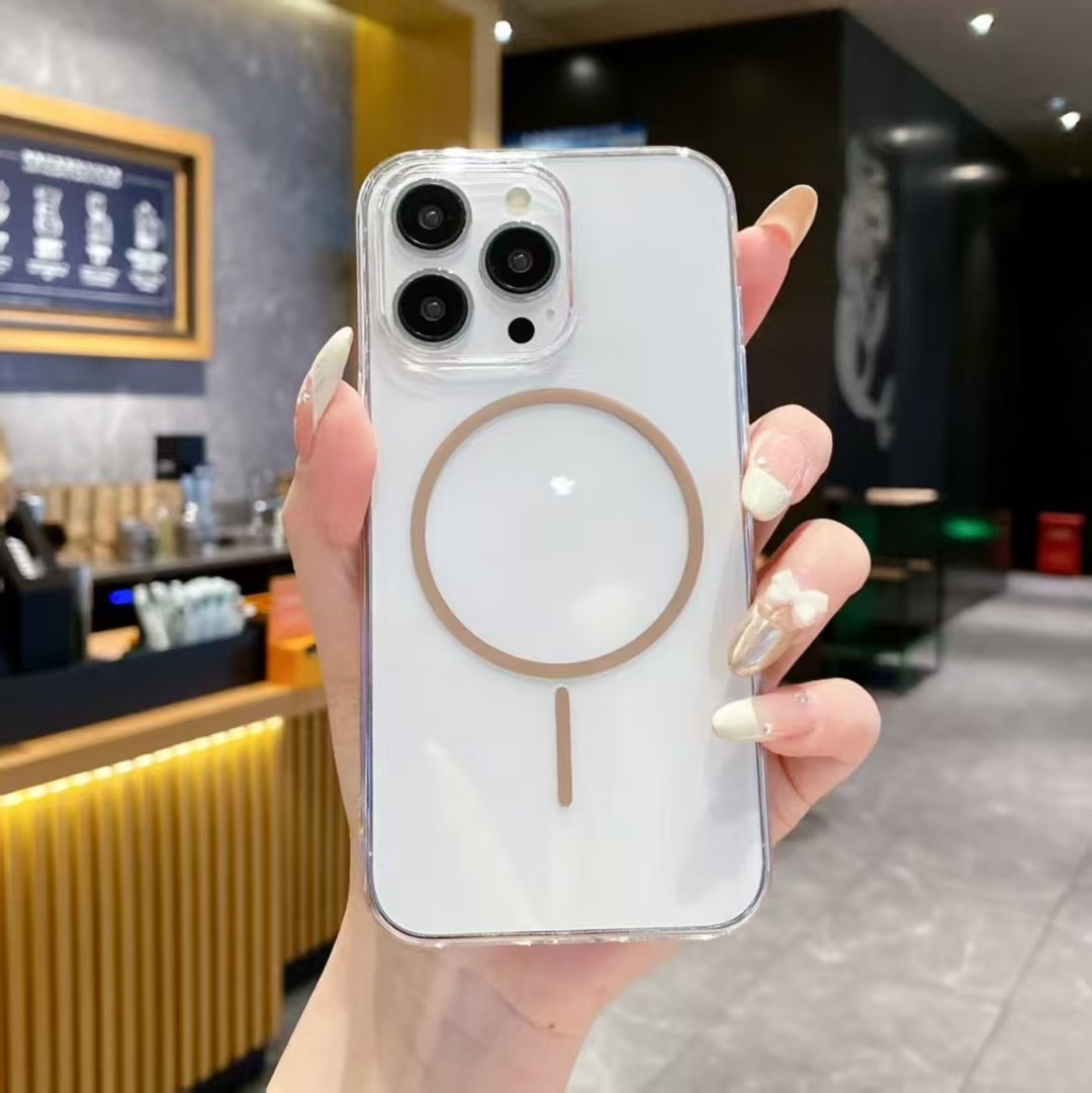 İnce şeffaf Apple manyetik kılıf 18Promax cep telefonu kılıfı iPhone17 plus sert 15pro darbeye dayanıklı kılıf için uygun