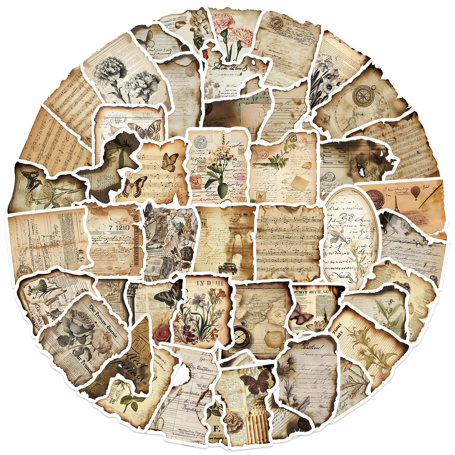 50 hojas de dibujos animados retro quemado fragmentos de graffiti pegatinas decoración guitarra portátil maleta DIY impermeable al por mayor