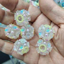个性透贴珍珠花重工花珠花球 DIY手工串珠散珠串笔挂件饰品配件
